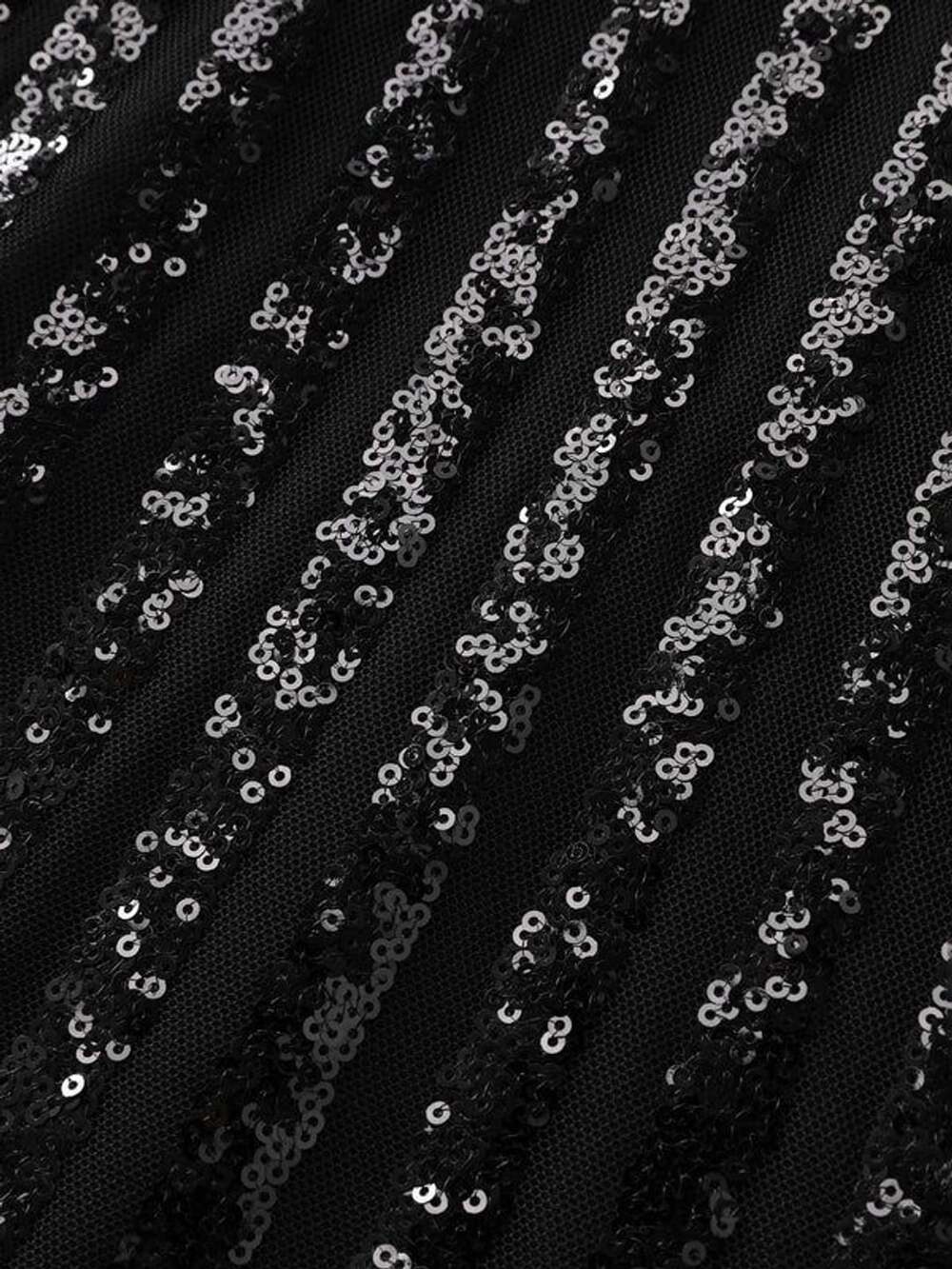 Bloomchic Plus Size 2X 18-20 Black Shimmery Sequin V Neck Dress with Pockets - Picture 4 of 9